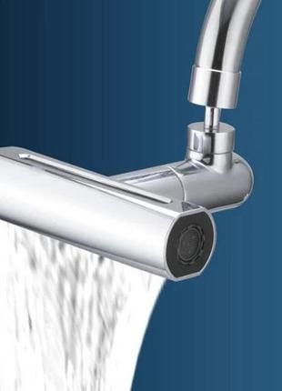 Насадка змішувач на кран shower head and527 для кухні з водоспадом поворотний барботер 3в1, сріблястий3 фото