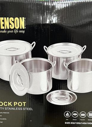 Набір посуду неіржавка (stock pot) 8 пр 7,5 л,9,5л, 13 л, 17 л bn-289 (4 шт./ясть)