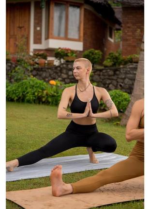 Корковый коврик для йоги пилатеса kimjaly grip д185 х ш65 х т0,5 см серый6 фото