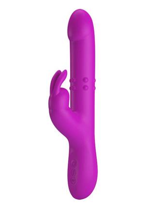 Вібратор з ротацією та поштовхами pretty love reese vibrator purple, 24,8х3,6 см.