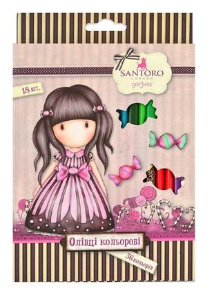 290566 карандаши 18/36 цветов santoro candy