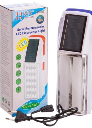 3720 -bm фонарик на аккумуляторе, зарядка от сети, солнечная батарея, в коробке