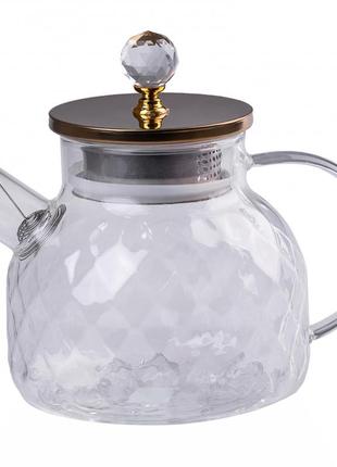 Заварник для чая стеклянный прозрачный чайник для заварки 1 л `ps`3 фото