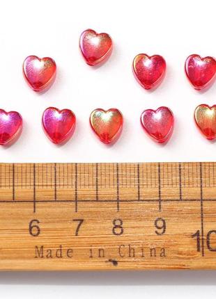 Намистини finding серце пласке рожевий півпрозорий перелив акріл 9 мм x 8 мм упаковка 100 шт tacr-yw0001-07b3 фото