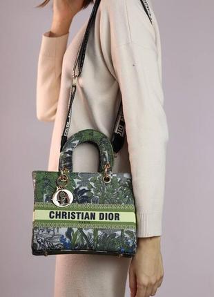 Christian dior medium lady d-lite green palms embroidery  sa1020