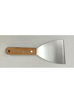 Кухонна лопатка шпатель для кондитерів, кухарів рівний нержавіюча сталь з дерев'яною ручкою 23 см2 фото