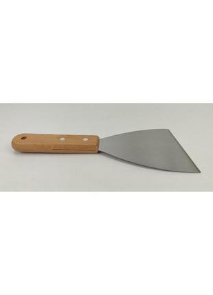 Кухонна лопатка шпатель для кондитерів, кухарів рівний нержавіюча сталь з дерев'яною ручкою 23 см5 фото