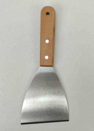 Кухонная лопатка шпатель для кондитеров, поваров ровный нержавеющая сталь с деревянной ручкой 23 см
