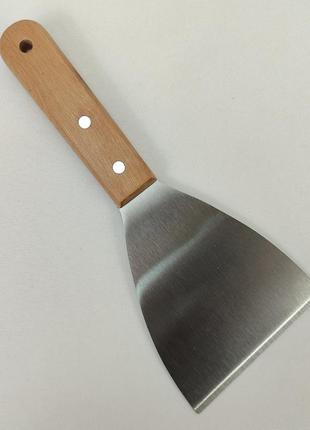 Кухонна лопатка шпатель для кондитерів, кухарів рівний нержавіюча сталь з дерев'яною ручкою 23 см3 фото