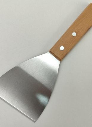 Кухонна лопатка шпатель для кондитерів, кухарів рівний нержавіюча сталь з дерев'яною ручкою 23 см4 фото