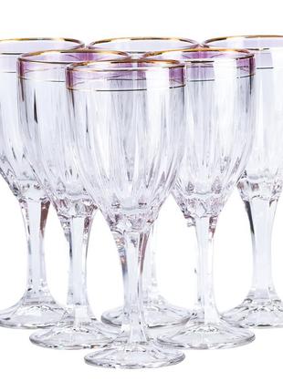 Бокалы для шампанского с золотой каймой стеклянные бокалы 6 шт `ps`