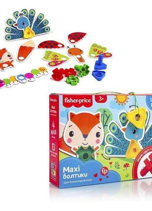 Гра конструктор "fisher-price maxi болтики" vt2905-23 (6) "vladi toys", 13 двухсторонних карточек, 4 болтика,