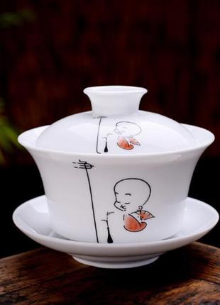 Гайвань, керамической гайвань,гайвань любование цветком 200мл посуда из трех предметов,чашки,крышечки и блюдца