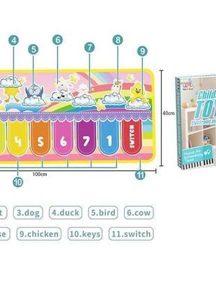 Коврик музыкальный 118-12 пианино, звуки животных, ноты, мелодии, в коробке