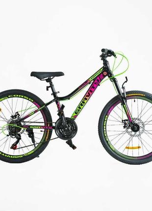 Велосипед спортивний corso «gravity» 24" дюйми gr-24617 (1) рама алюмінієва 12’’, обладнання shimano 21