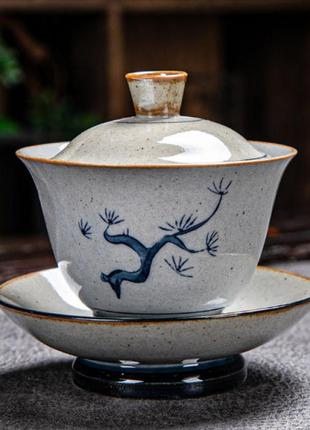 Гайвань, керамічний гайвань ласкаво просимо, 150 мл, для чайної церемонії посуд із трьох предметів,