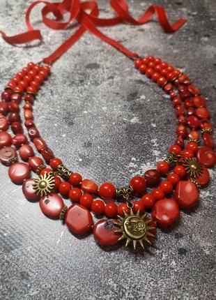 Ожерелье коралла красное к вышиванию