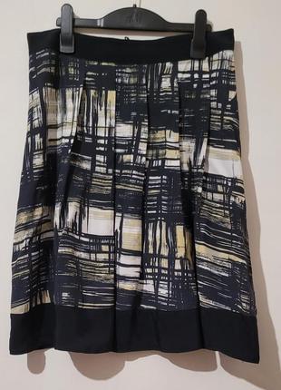 Юбка черно- белая миди со складками вискоза
