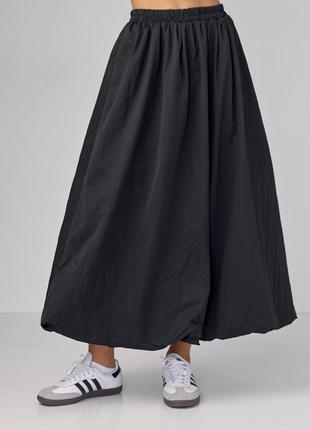 Длинная юбка а-силуэта с резинкой на талии - черный цвет, m (есть размеры)