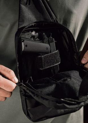 Тактический массенджер, качественная сумка, мужская черная на 6 карманов ,изготовлена из прочной ткани2 фото