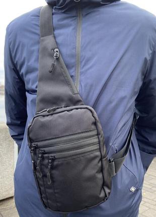Тактический массенджер, качественная сумка, мужская черная на 6 карманов ,изготовлена из прочной ткани8 фото