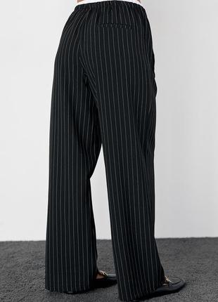 Женские брюки в полоску с резинкой на талии - черный цвет, l (есть размеры)2 фото