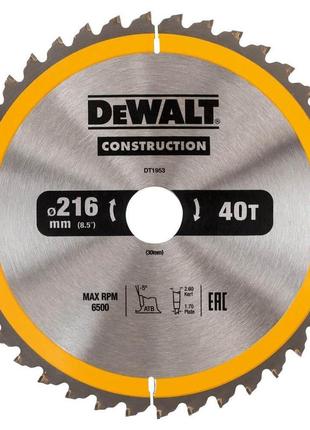 Диск пильний 216 х 30 (40т) dewalt dt1953 mvv