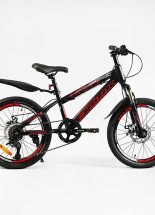 Дитячий спортивний велосипед 20’’ corso «crank» cr-20422 (1) сталева рама, обладнання ltwoo-a2, 7 швидкостей,