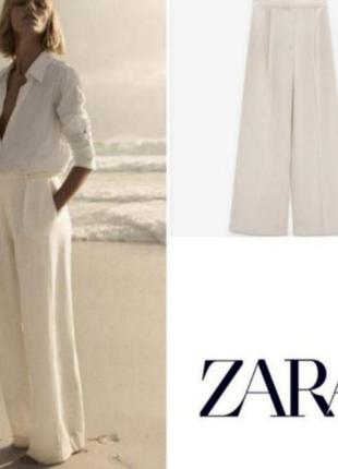 Лляные брюки палаццо zara