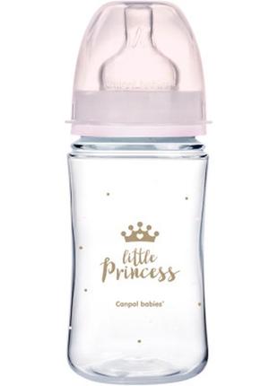 Бутылочка для кормления canpol babies royal baby с широким отверстием 240 мл розовая (35/234_pin)