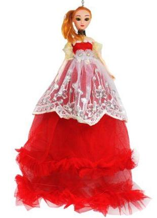 Лялька в довгій сукні з вишивкою, червоний