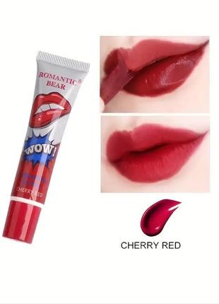 Акція! тінти - плівка для губ wow romantic bears long lasting lip color waterproof cherry red 15мл