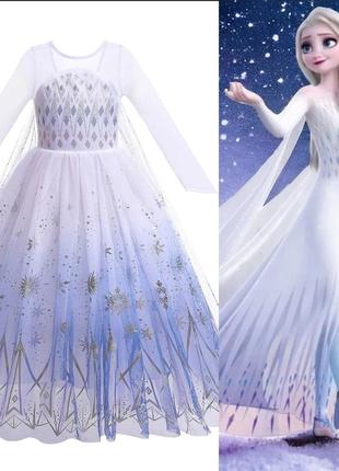 Платье принцессы эльзы.  холодное сердце.  детское длинное карнавальное платье.