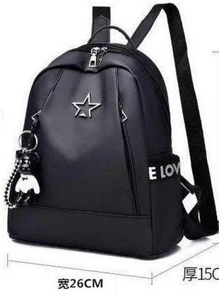 Рюкзак міський жіночий нейлоновий чорний класичний, молодіжний рюкзак для прогулянок3 фото