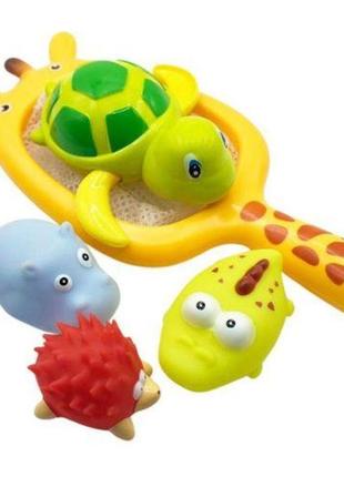 Набор игрушек для ванны "сачок жираф" (7 элем)