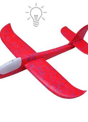 Пенопластовый самолет пенолет, 48 см, со светом (красный)