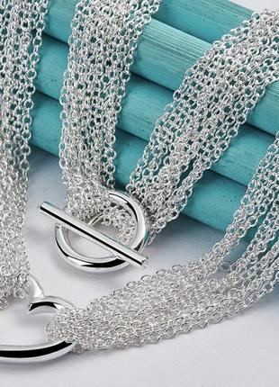 Женская серебряная цепочка-колье в виде сердца из стерлингового серебра 925 пробы2 фото