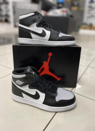 Кросівки високі nike air jordan 1 (black white gray)