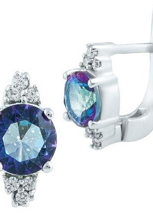 Серебряные серьги ogosilver с мистик топазом 2.315ct, фианитами (1903650)