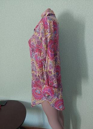 Батистовая длинная рубашка туника в цветной принт 100% коттон5 фото