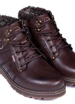 Зимові шкіряні черевики kristan коричневі
