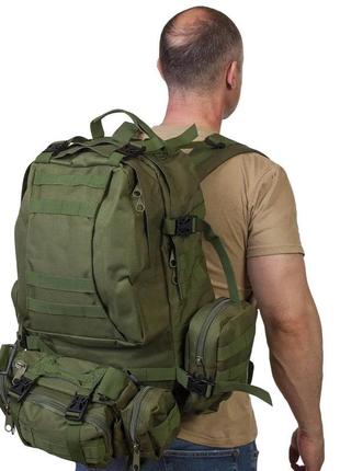 Тактический комплект 2в1: рюкзак с подсумками 50-60 л + тактические перчатки закрытые олива ammunation7 фото