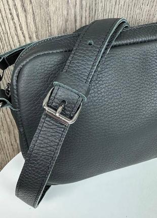 Шкіряна жіноча міні сумочка клатч, маленька сумка на блискавці натуральна шкіра чорна8 фото