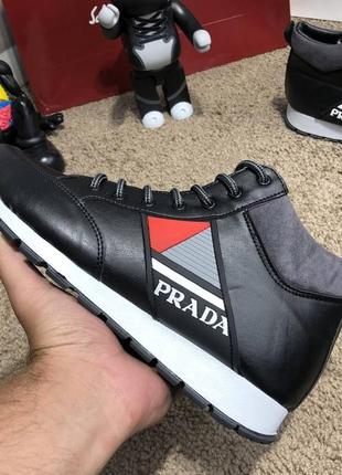 Ботинки prada mechano mid sneakers black