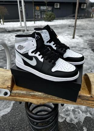 Кроссовки высокие nike air jordan 1 (серый свуш)