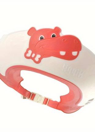 Картуз дитячий для купання бегемот рожевий на застібці