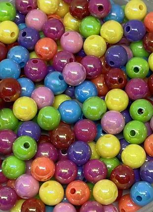 Намистини перламутрові (пластикові), ⌀ 8 мм, упаковка 20 грам (≈ 70 шт), різнокольоровий