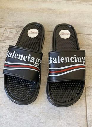 Шльопанці balenciaga slide sandal logo black