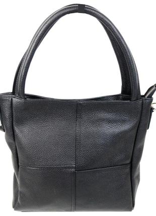 Женская кожаная сумка на двух ручках borsacomoda черная1 фото