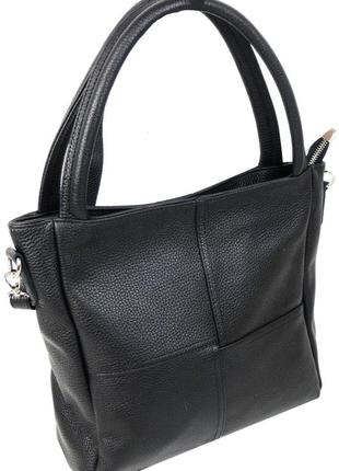 Женская кожаная сумка на двух ручках borsacomoda черная3 фото